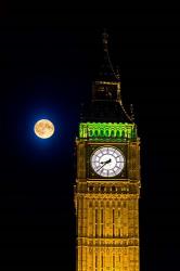 London, Big Ben Clock tower, the moon | Obraz na stenu