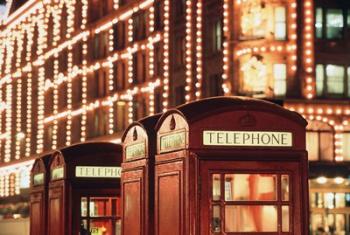 Lit Telephone booth at Harrods, Knightsbridge, London, England | Obraz na stenu