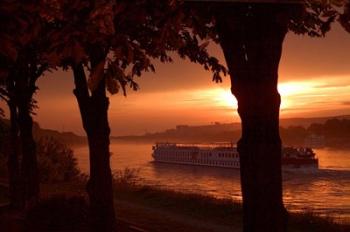 Sunset, Cruise ship, Danube River, Bratislava, Slovakia | Obraz na stenu