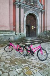 Bicycles Outside a Traditional House, Vilnius, Lithuania | Obraz na stenu