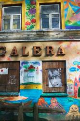 Colorfully Painted Wall in the Old Town, Vilnius, Lithuania | Obraz na stenu
