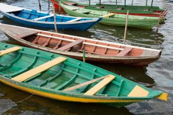 Colorful local wooden fishing boats, Alter Do Chao, Amazon, Brazil | Obraz na stenu