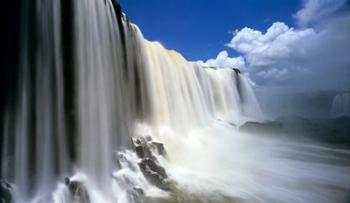 Towering Igwacu Falls Drops into Igwacu River, Brazil | Obraz na stenu
