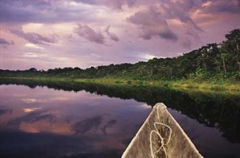 Paddling a dugout canoe, Amazon basin, Ecuador | Obraz na stenu