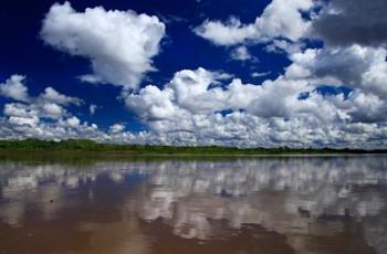 South America, Peru, Amazon Cloud reflections on Amazon river | Obraz na stenu