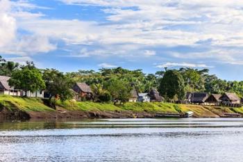Houses along a riverbank in the Amazon basin, Peru | Obraz na stenu