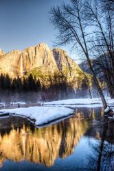 Yosemite Falls reflection in Merced River, Yosemite, California | Obraz na stenu
