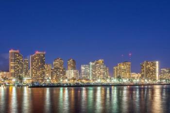 Waikiki Skyline At Night, Honolulu, Hawaii | Obraz na stenu