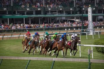 Horses Racing On Turf At Churchill Downs, Kentucky | Obraz na stenu