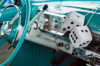 1950's Fuzzy Dice In A Teal Car | Obraz na stenu