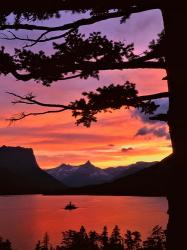 St Mary Lake And Wild Goose Island At Sunset | Obraz na stenu