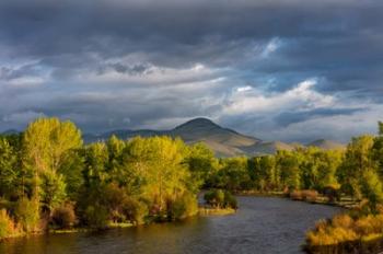 Dramatic Stormy Sunrise Light Strikes The Big Hole River Near Melrose, Montana | Obraz na stenu