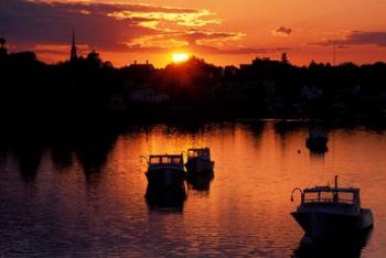 Sunset on Boats in Portsmouth Harbor, New Hampshire | Obraz na stenu