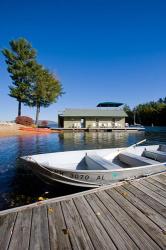 Skiff and boathouse at Oliver Lodge on Lake Winnipesauke, Meredith, New Hampshire | Obraz na stenu