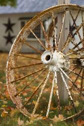 New Hampshire, Lake Winnipesaukee, Moultonborough, old wagon wheel | Obraz na stenu