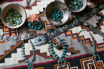 Display Of Turquoise Accessories, Santa Fe, New Mexico | Obraz na stenu