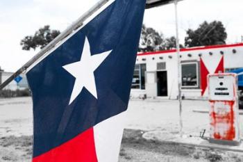 Flag At An Antique Gas Station, Texas | Obraz na stenu
