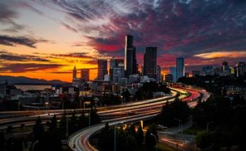 Sunset View Of Downtown Seattle | Obraz na stenu