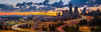 Sunset Panorama Of Downtown Seattle | Obraz na stenu