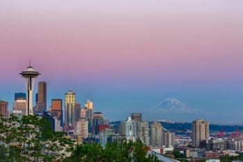 Skyline View Of Seattle With Mount Rainier | Obraz na stenu