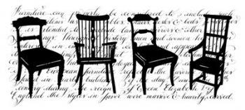 Four Chairs with Calligraphy | Obraz na stenu