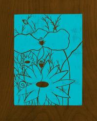 Wenge Wood Floral 1-Blue | Obraz na stenu