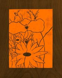 Wenge Wood Floral 1-Orange | Obraz na stenu