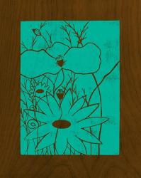 Wenge Wood Floral 1-Teal | Obraz na stenu