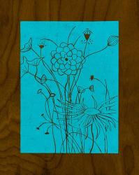 Wenge Wood Floral 2-Blue | Obraz na stenu
