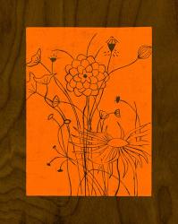 Wenge Wood Floral 2-Orange | Obraz na stenu