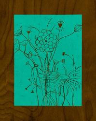 Wenge Wood Floral 2-Teal | Obraz na stenu