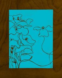 Wenge Wood Floral 3-Blue | Obraz na stenu