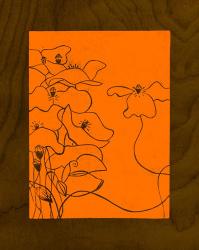 Wenge Wood Floral 3-Orange | Obraz na stenu