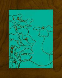 Wenge Wood Floral 3-Teal | Obraz na stenu