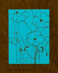 Wenge Wood Floral 4-Blue | Obraz na stenu