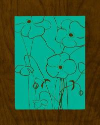 Wenge Wood Floral 4-Teal | Obraz na stenu