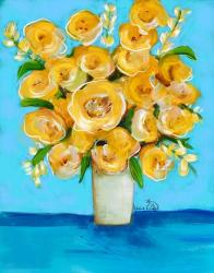 Yellow Flowers on Teal | Obraz na stenu