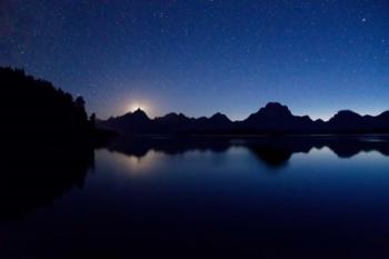 Moon Set Starry Teton Reflection | Obraz na stenu