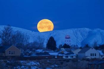 Moonset Oquirrh Mountain 1235 | Obraz na stenu