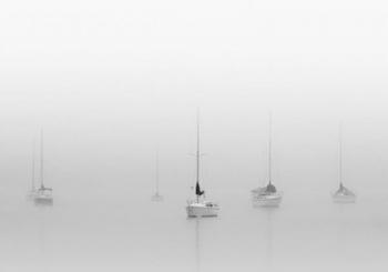 Six Moored Sailboats | Obraz na stenu