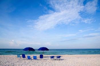 Blue Chairs and Umbrellas | Obraz na stenu