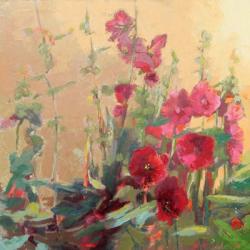 Red Haven Hollyhocks | Obraz na stenu