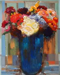 Flowers in a Blue Vase | Obraz na stenu