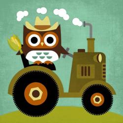 Owl on Tractor | Obraz na stenu