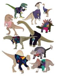 Dinosaurs in 80's Jumpers | Obraz na stenu