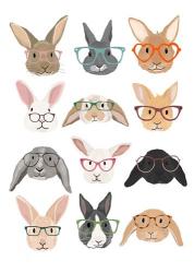 Rabbits in Glasses | Obraz na stenu