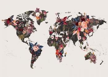 Worldmap Flowers | Obraz na stenu