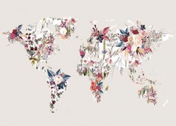 Worldmap Flowers (Light) | Obraz na stenu