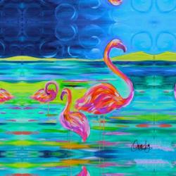 Duo Flamingos | Obraz na stenu