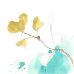 Teal and Ochre Ginko V | Obraz na stenu